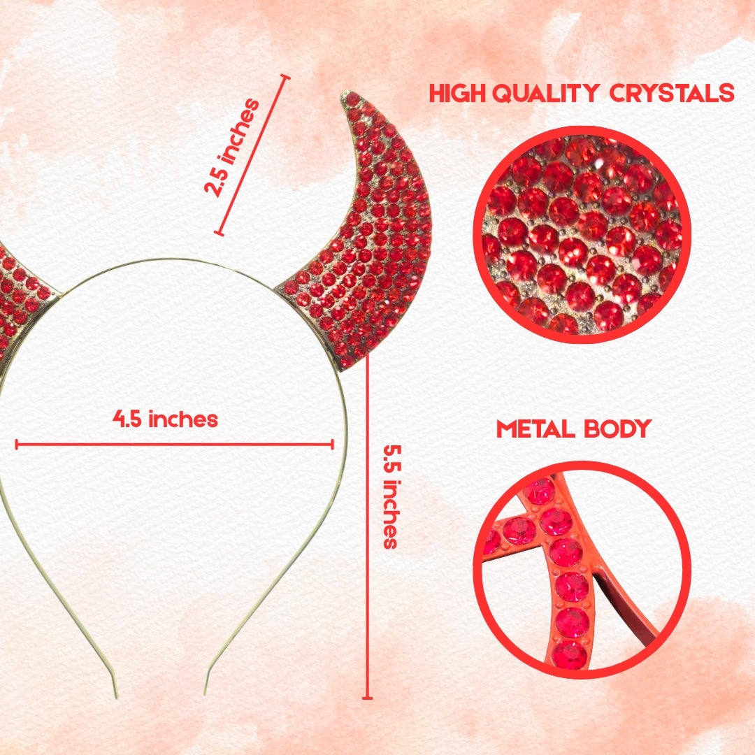 Halloween Devil Horn Headband w/ Rhinestone - 1PC