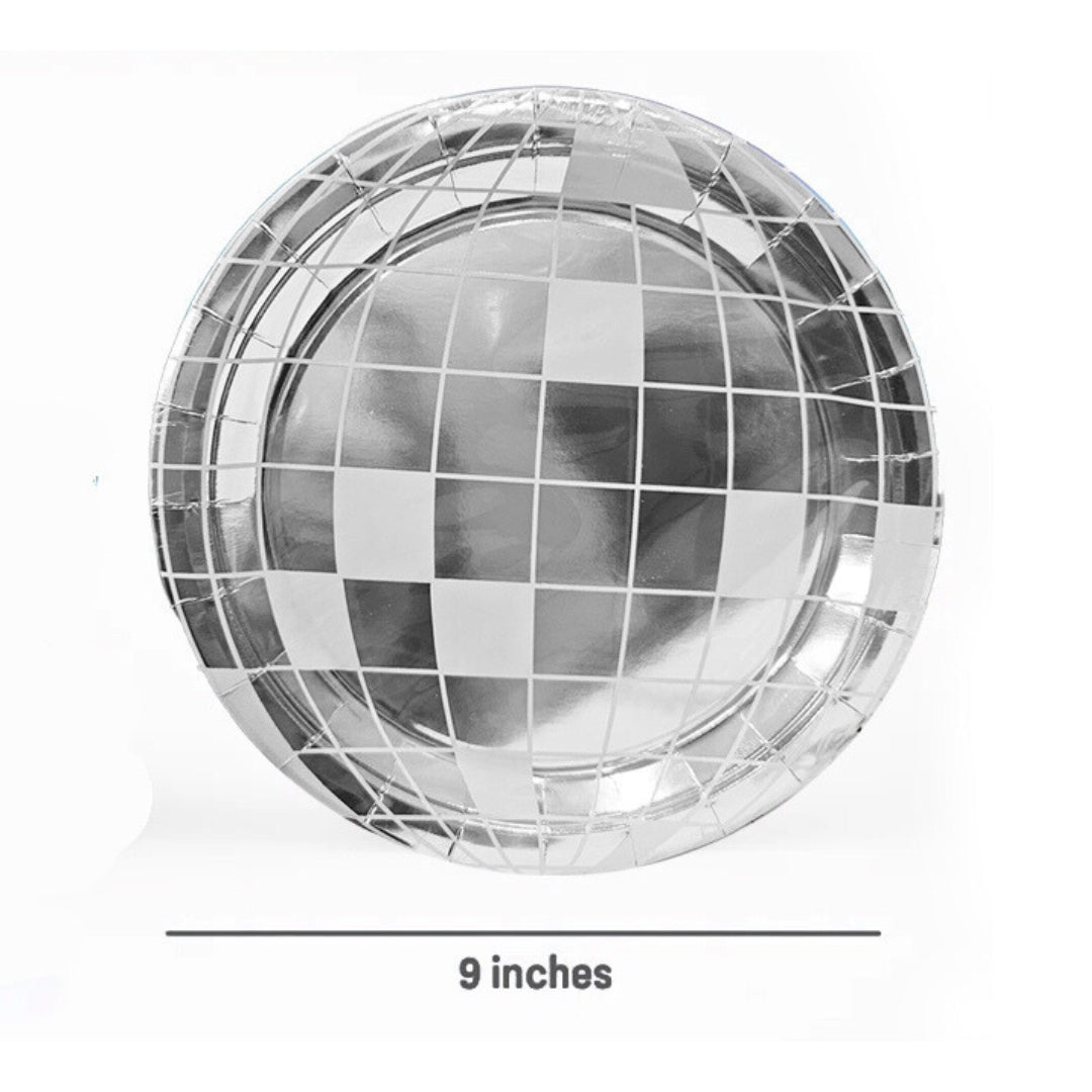 Disco Theme Reflective Party Paper Plates - 10 inches - 10PC