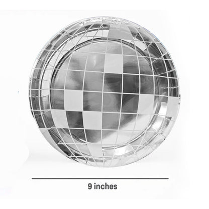 Disco Theme Reflective Party Paper Plates - 10 inches - 10PC