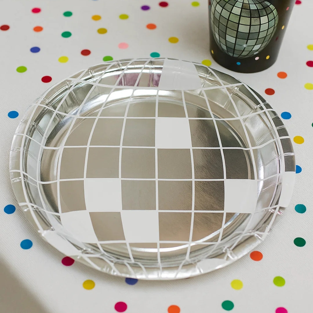 Disco Theme Reflective Party Paper Plates - 10 inches - 10PC