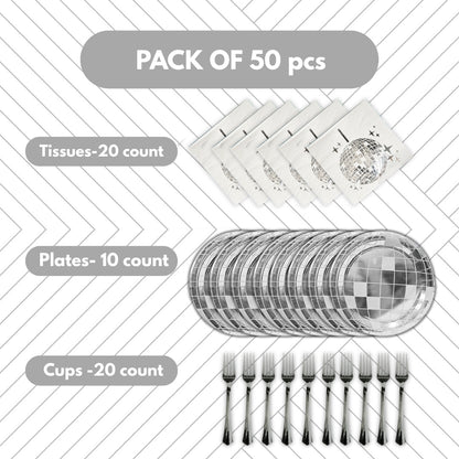 Disco Tableware Set w/Plates, Napkins & Forks - 9 inches - 50PC