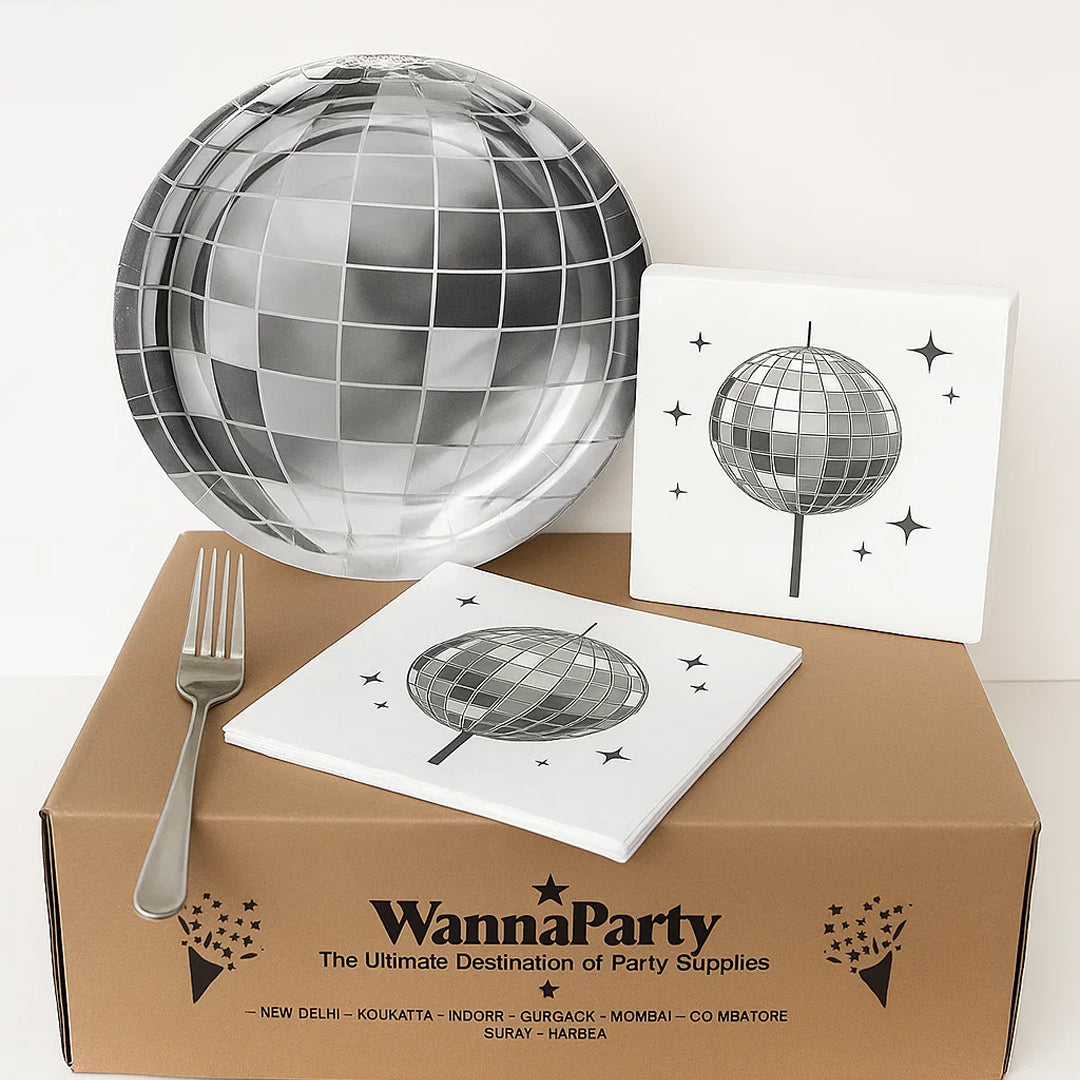 Disco Tableware Set w/Plates, Napkins & Forks - 9 inches - 50PC