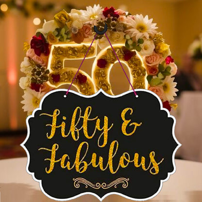 Fifty & Fabulous Hanging Board Decoration - 1PC