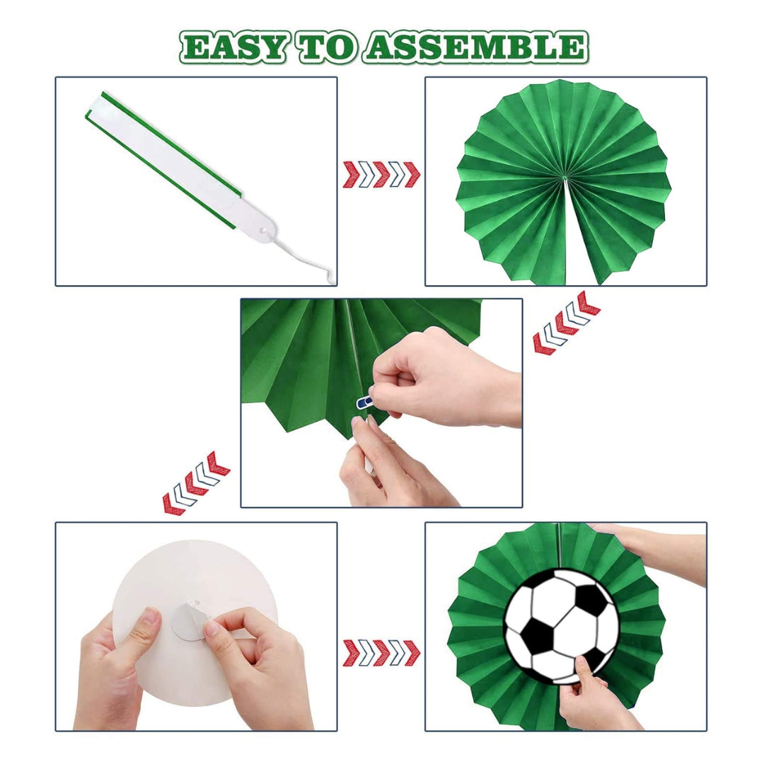 Football Paper Fans for Wall Decor - 6PC