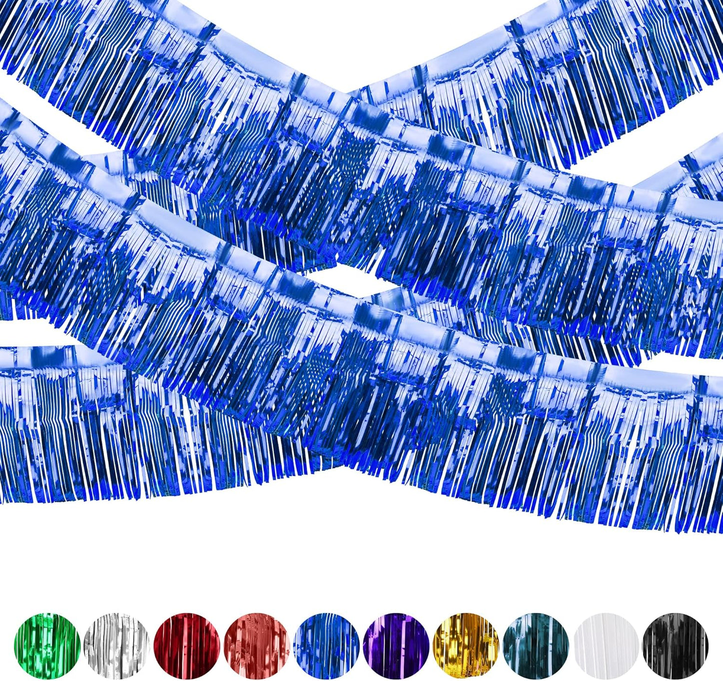 Metallic Foil Fringe Dark Blue Garland Set for Wall Hanging Decoration - 4PC