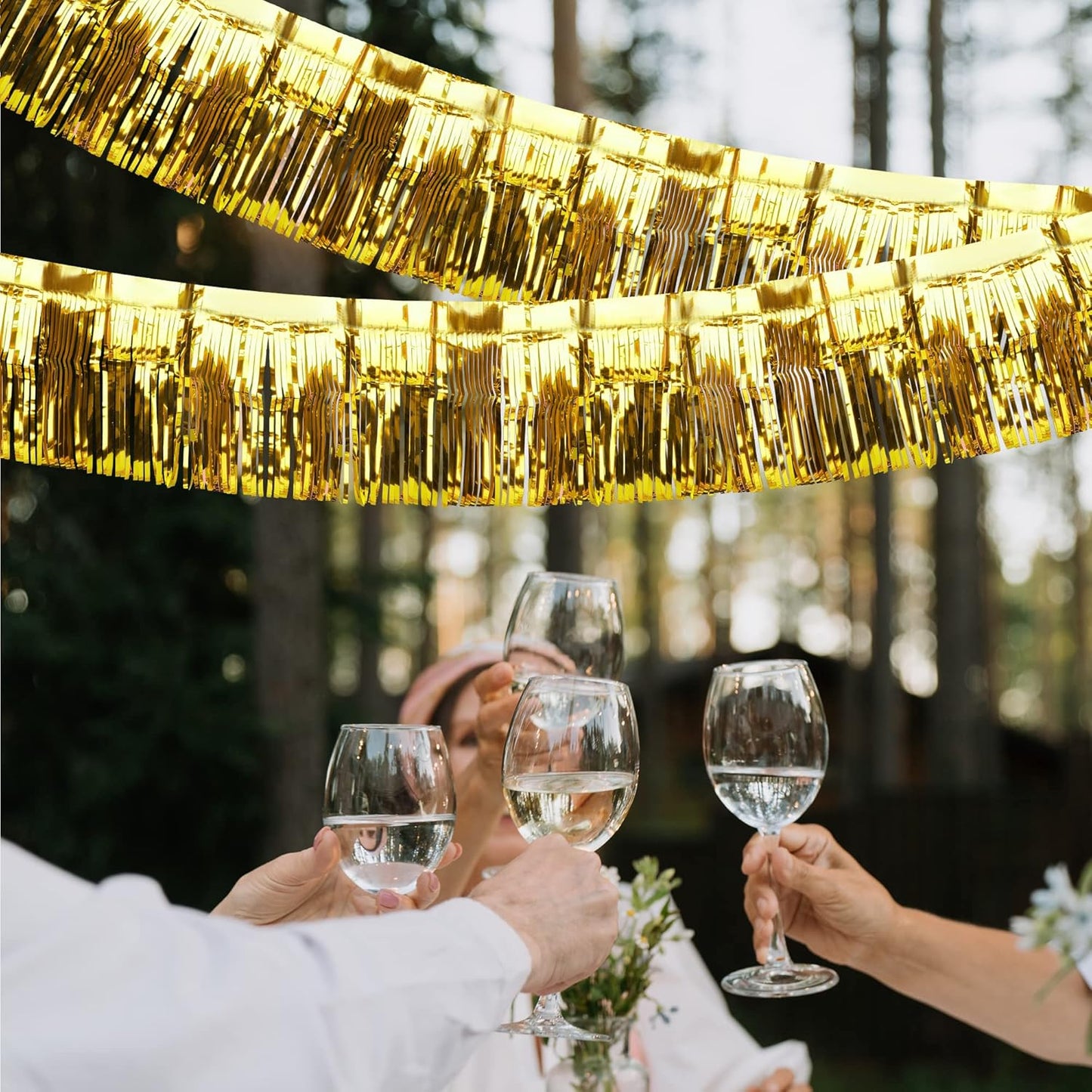 Metallic Foil Fringe Gold Garland Set for Wall Hanging Decoration - 4PC
