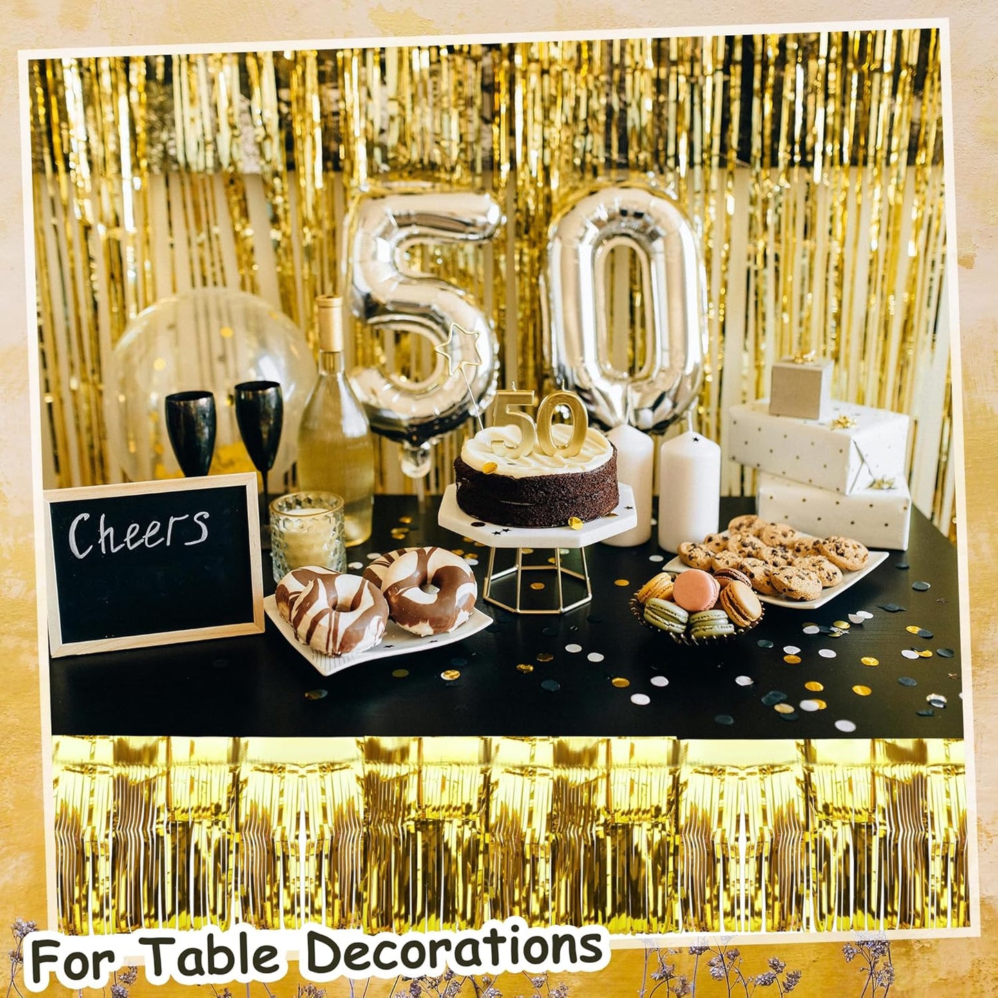 Metallic Foil Fringe Gold Garland Set for Wall Hanging Decoration - 4PC
