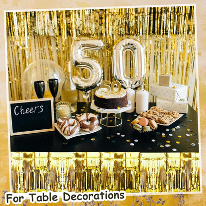 Metallic Foil Fringe Gold Garland Set for Wall Hanging Decoration - 4PC