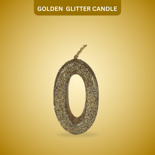 Number 0 Golden Glitter Candle - 1PC