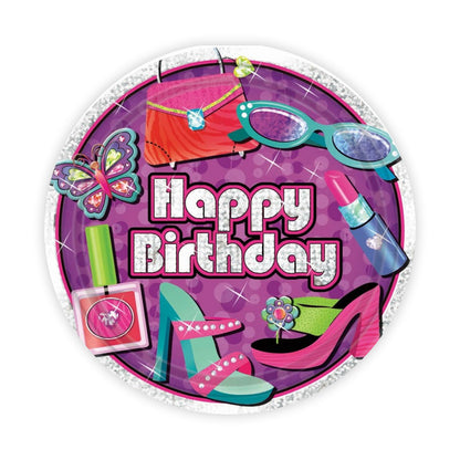 Make up Glitz and Glamour Theme  Party Paper Plates - 9 inches - 8PC