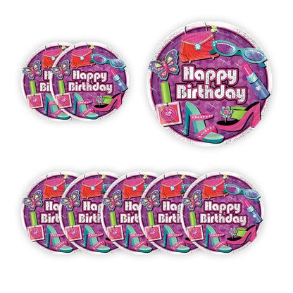 Make up Glitz and Glamour Theme  Party Paper Plates - 9 inches - 8PC