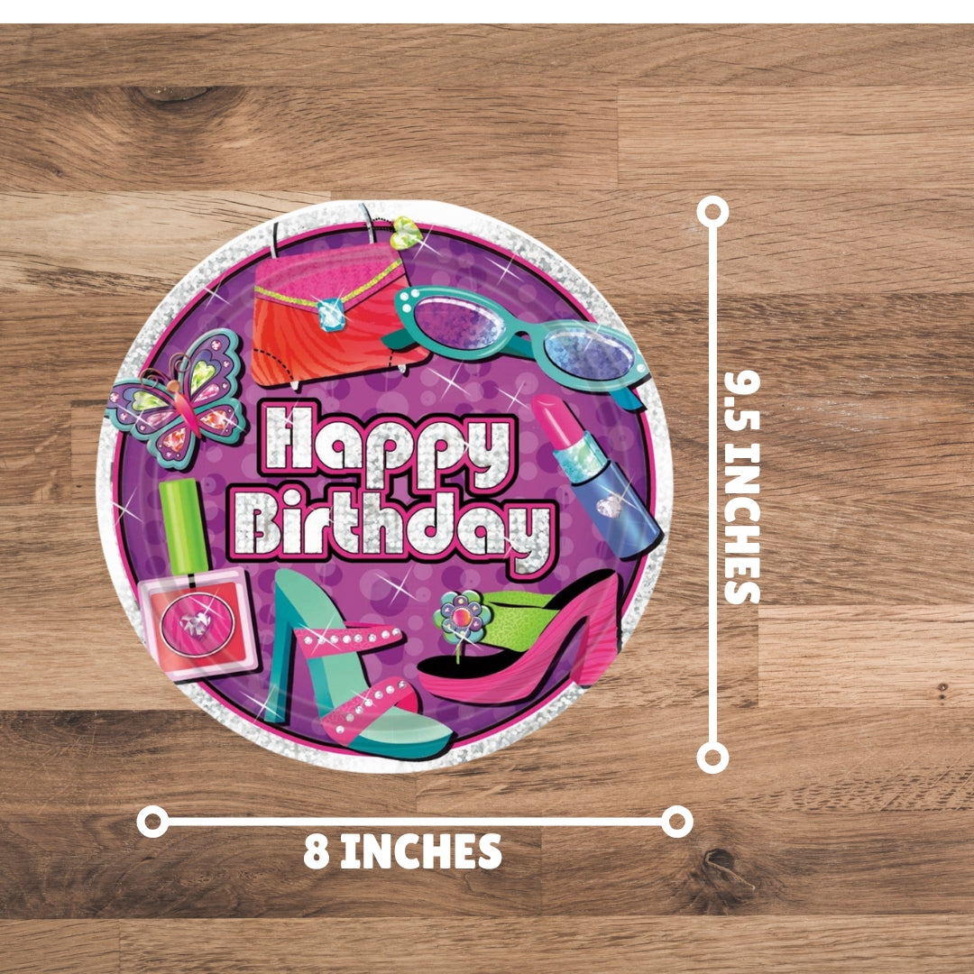 Make up Glitz and Glamour Theme  Party Paper Plates - 9 inches - 8PC