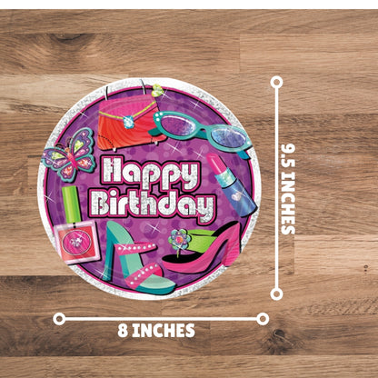 Make up Glitz and Glamour Theme  Party Paper Plates - 9 inches - 8PC
