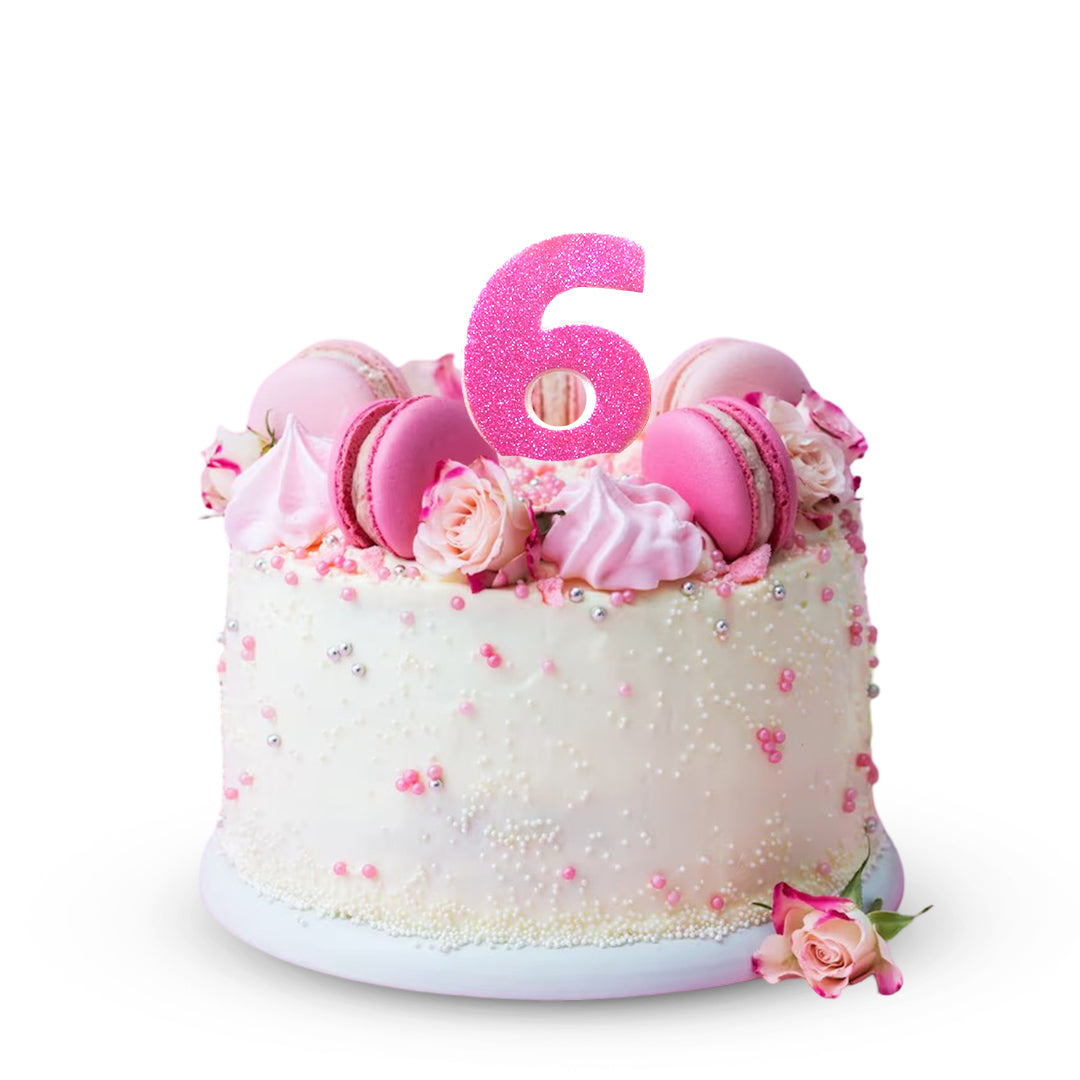 Glitter 6th Pink Birthday Candle - 1PC