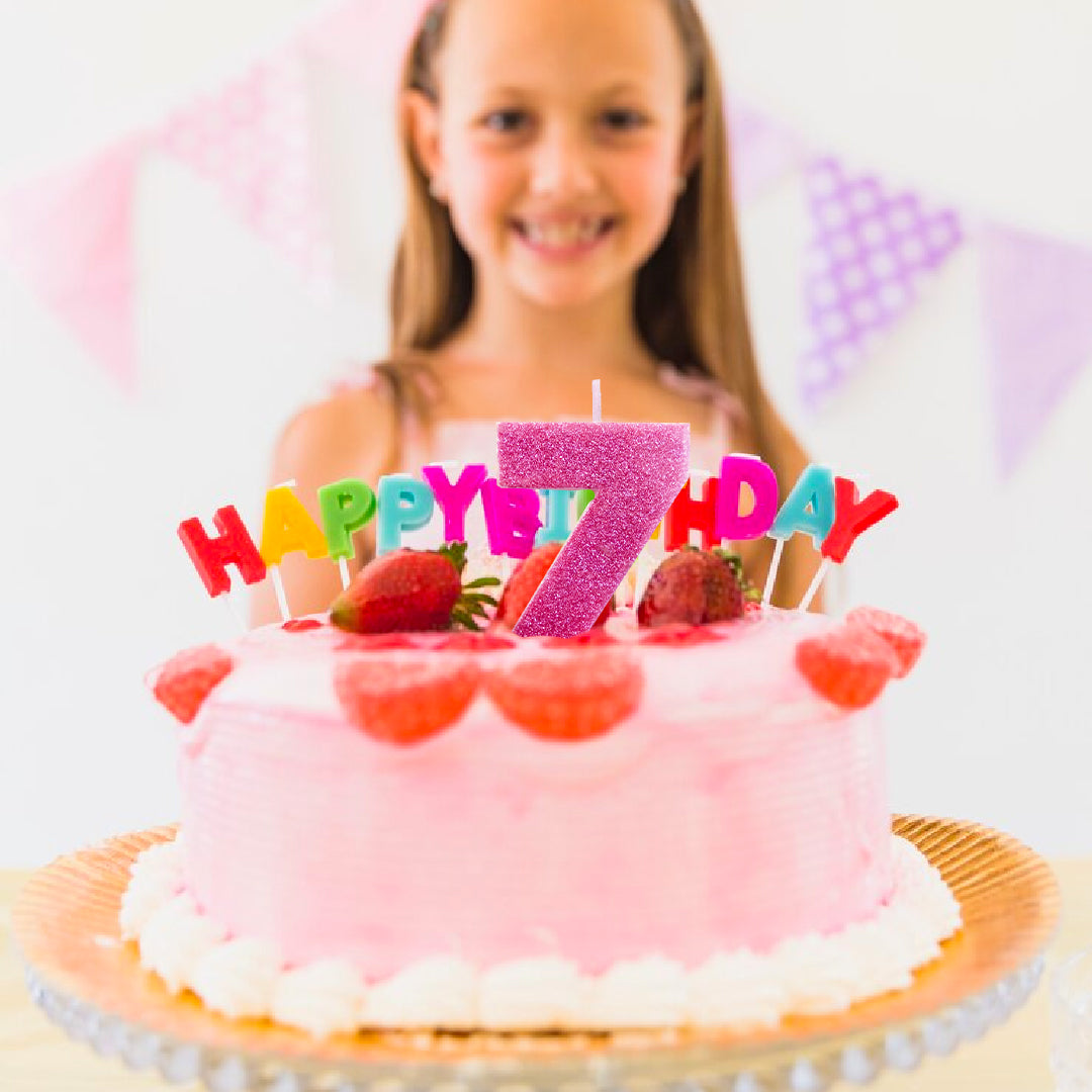 Glitter Number 7 Pink Birthday Candle - 1PC