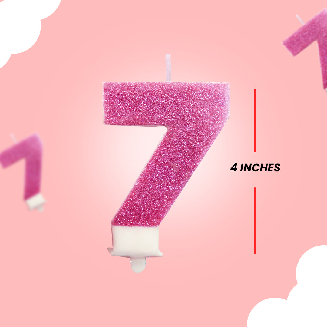 Glitter Number 7 Pink Birthday Candle - 1PC