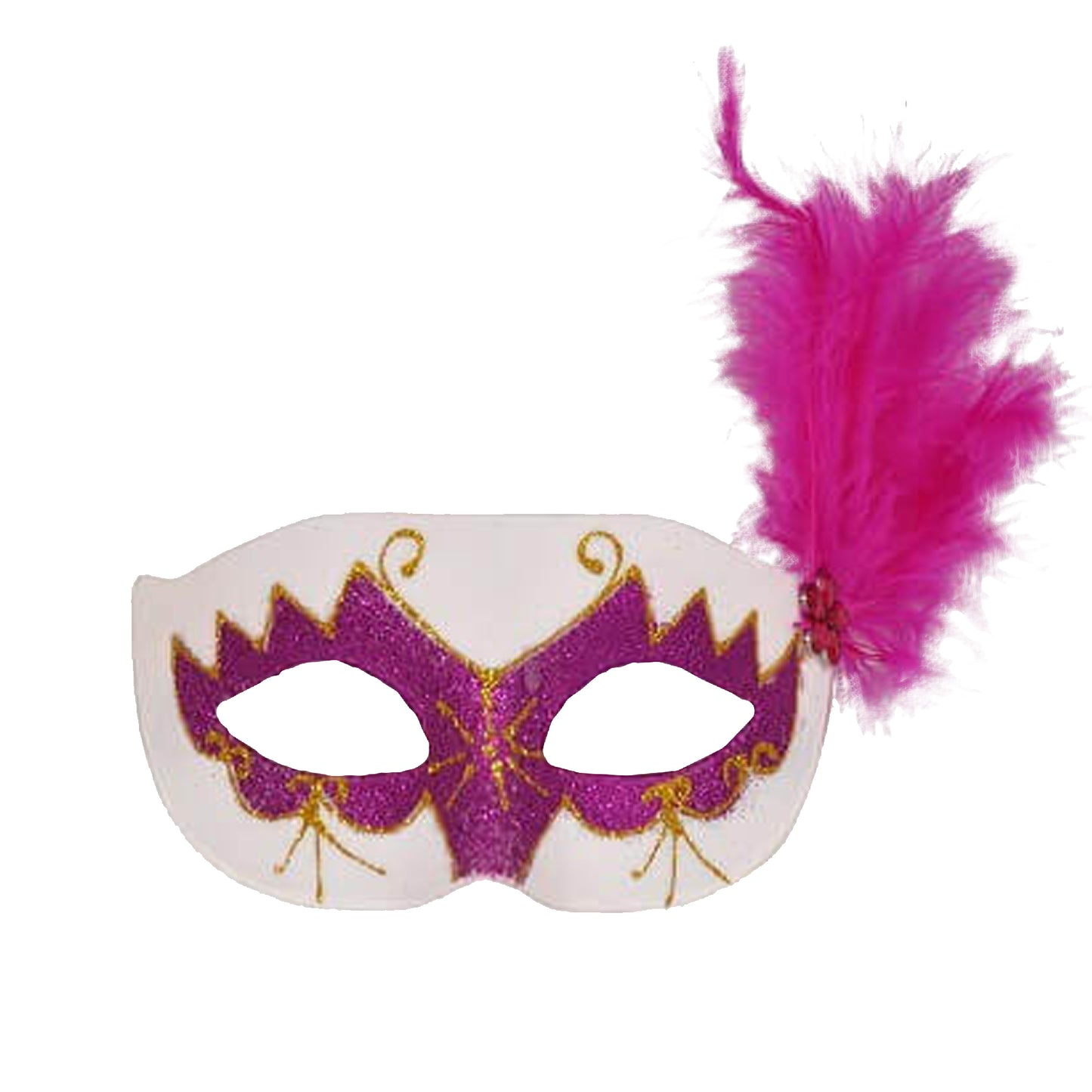 Glittery Eye Mask With Feathers Pink