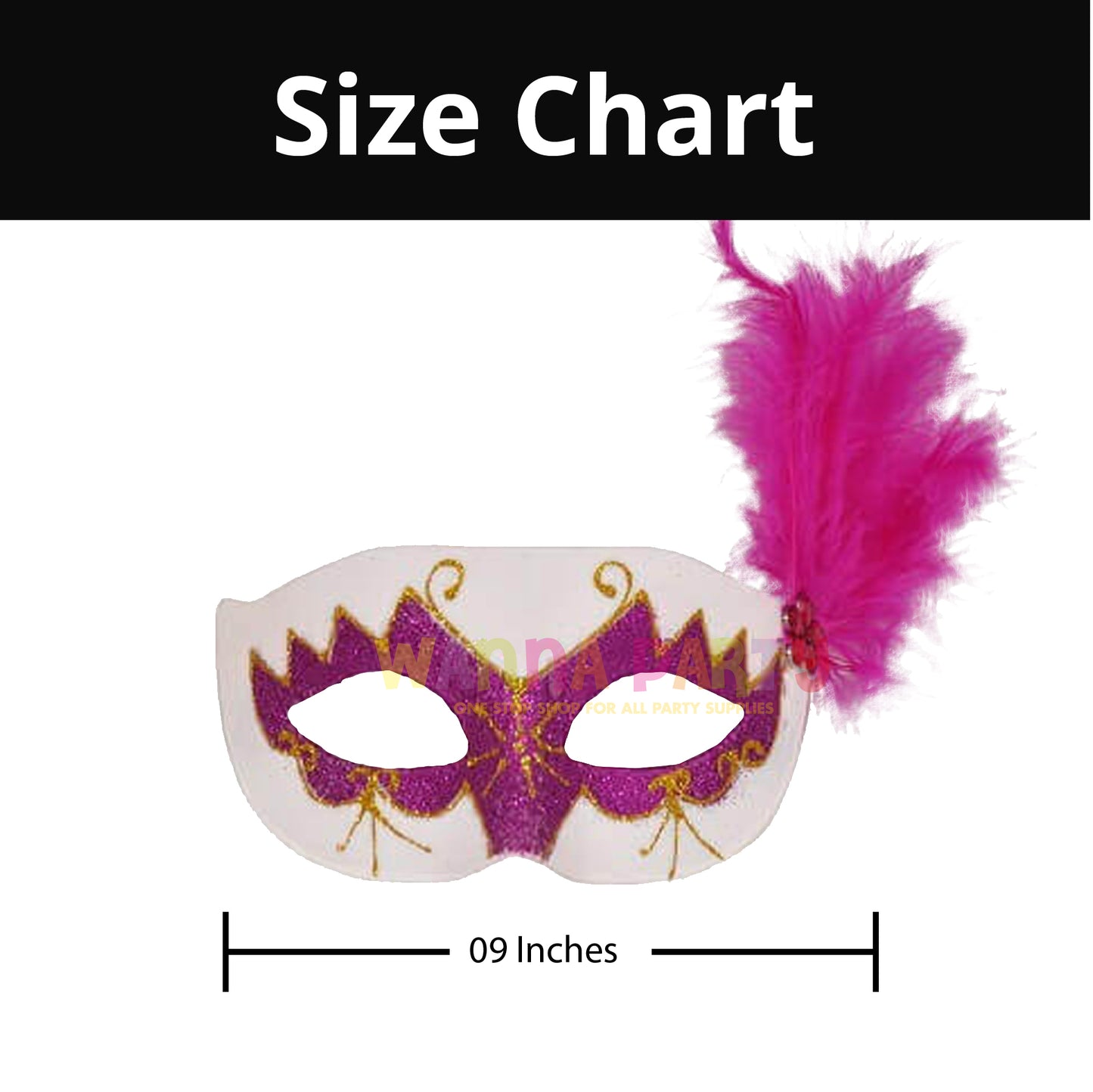 Glittery Eye Mask With Feathers Pink