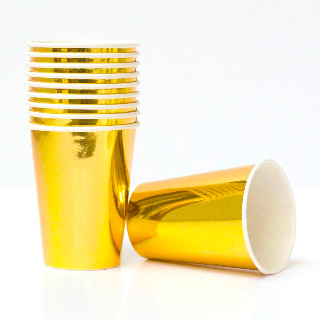 Golden Paper Party Cups - 250ML - 10PC