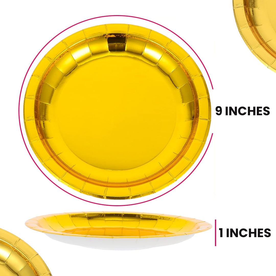 Golden Party Paper Plates - 9 inches - 10PC