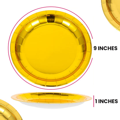 Golden Party Paper Plates - 9 inches - 10PC