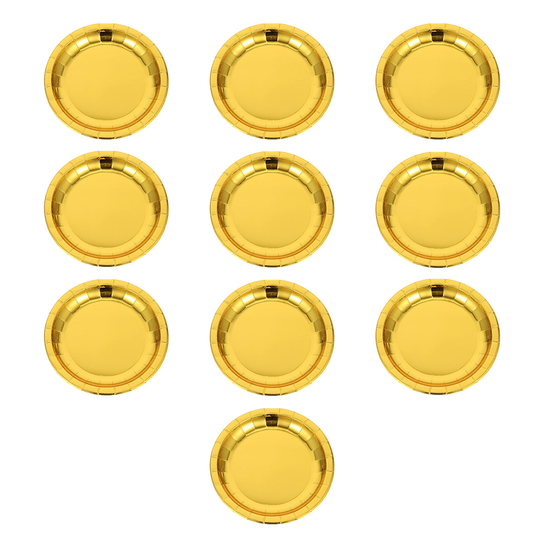 Golden Party Paper Plates - 9 inches - 10PC