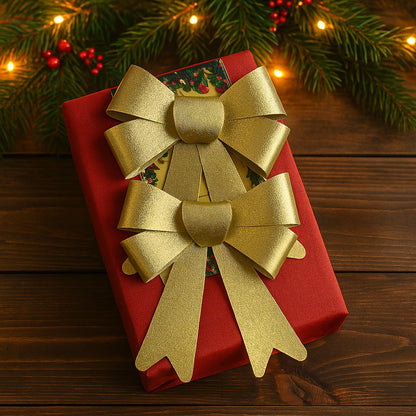 Golden Bows for Christmas Decorations - Set of 2
