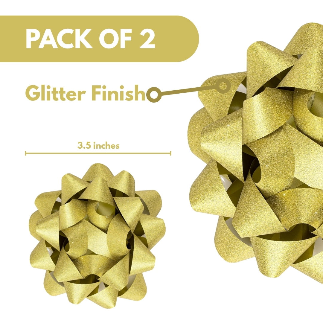 Golden Packaging Bow Ribbons - 2PC