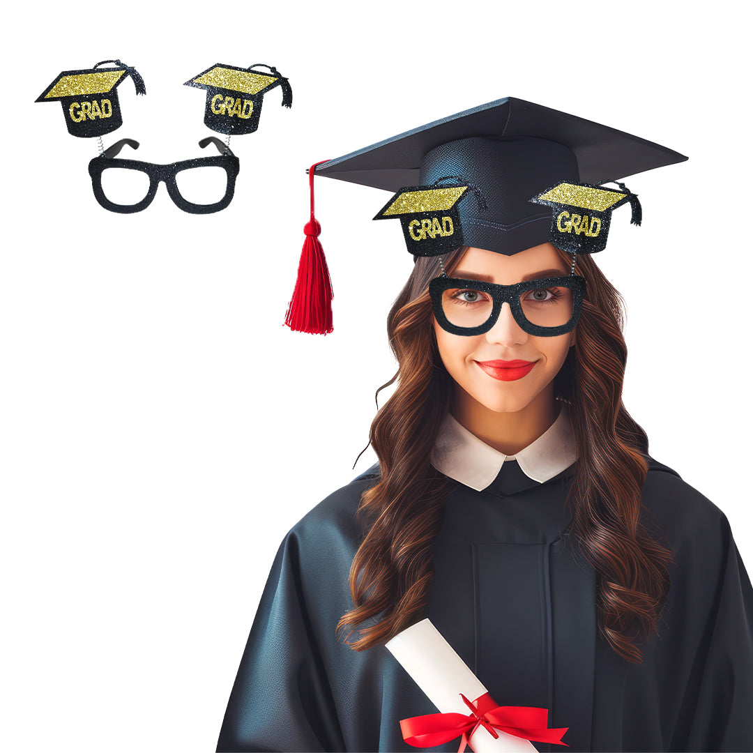 Graduation Black & Gold Sunglass with Shimmer - 1PC