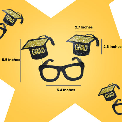 Graduation Black & Gold Sunglass with Shimmer - 1PC