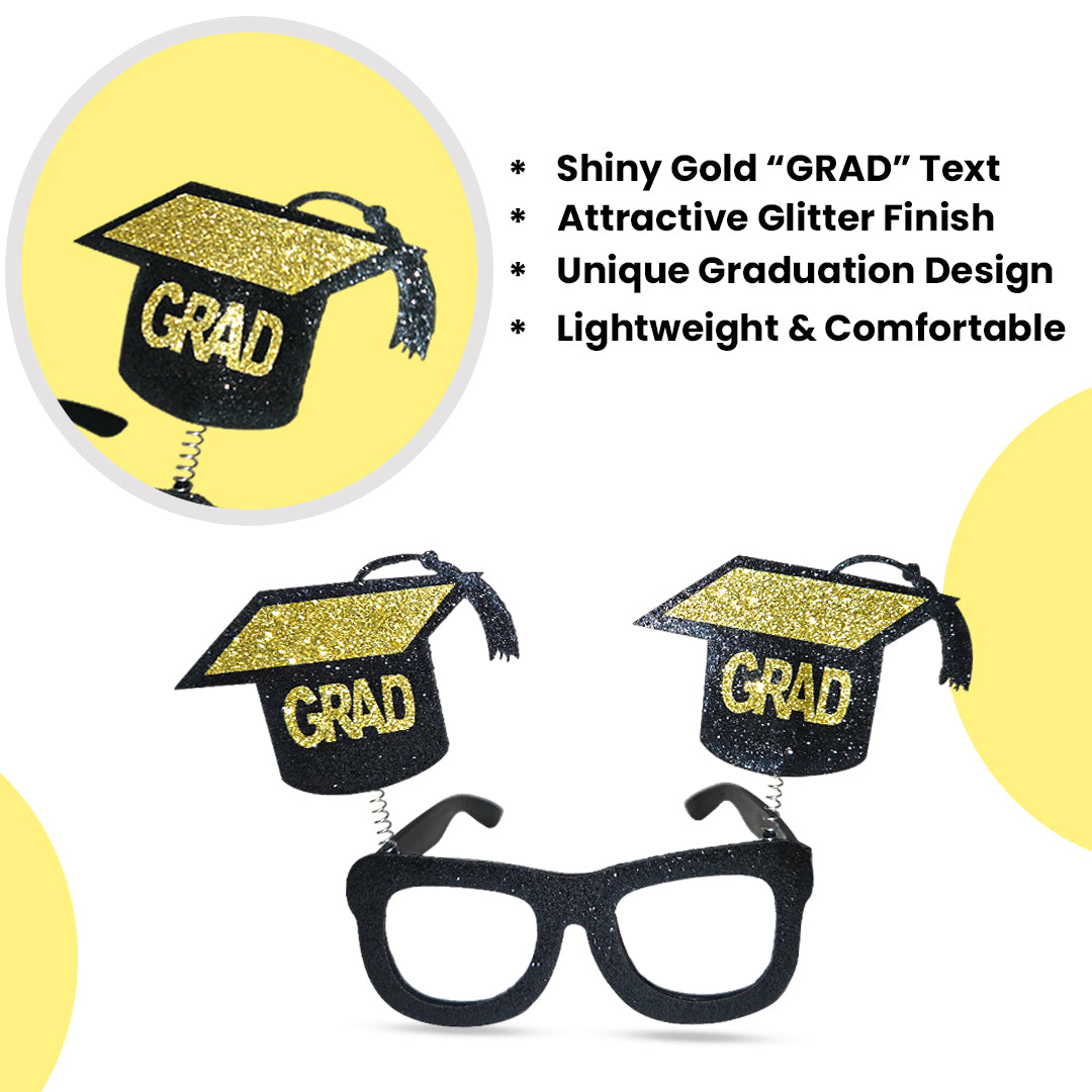 Graduation Black & Gold Sunglass with Shimmer - 1PC