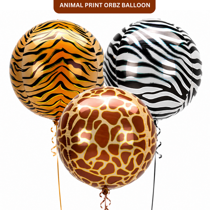 Animal Print Orbz Shaped Balloon Bouquet Set of 3 | Helium Filled and Delivers Inflated