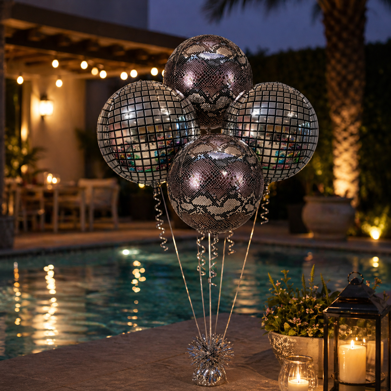 Jungle Disco Balloon Bouquet Set of 4PC | Helium Filled & Delivers Inflated