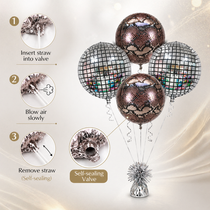 Jungle Disco Balloon Bouquet Set of 4PC | Helium Filled & Delivers Inflated