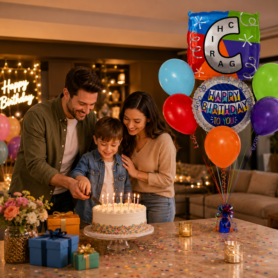 Customizable Alphabet "C" Square Shaped Balloon with Customized Name Stickers Bouquet Set of 7PC | Customizable Name Inital Balloons| Choose Your Name | Helium Filled & Delivers Inflated