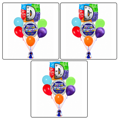 Customizable Alphabet "D" Square Shaped Balloon with Customized Name Stickers Bouquet Set of 7PC | Customizable Name Inital Balloons| Choose Your Name | Helium Filled & Delivers Inflated