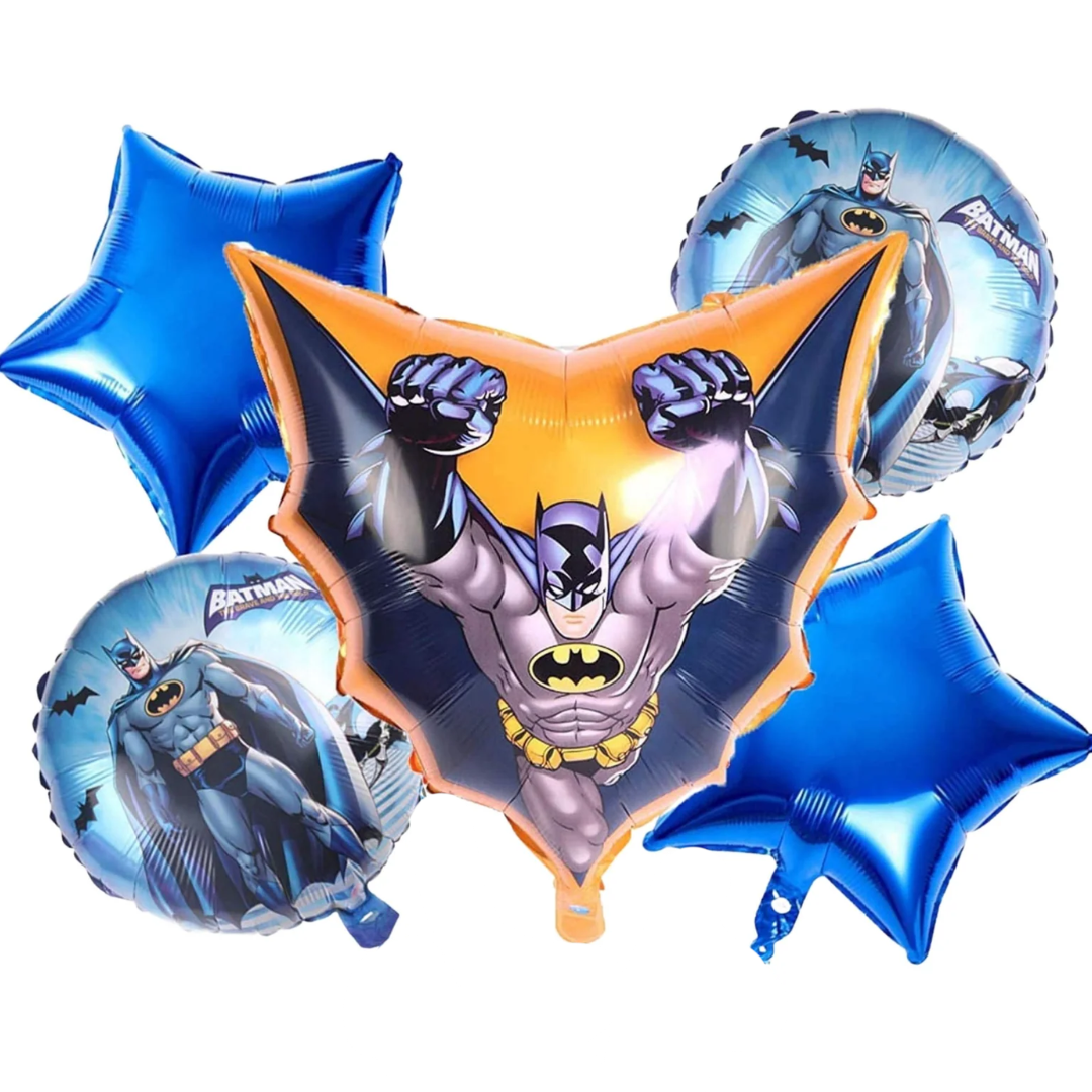 Superhero Batman Theme Helium Filled Balloon Bouquet Set of 5