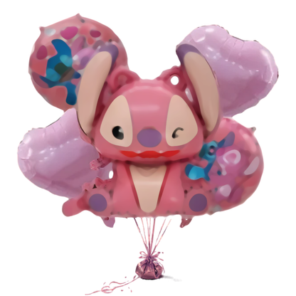 Pink Stitch Theme Birthday Balloons Set - 5PC