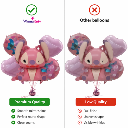 Pink Stitch Theme Birthday Balloons Set - 5PC