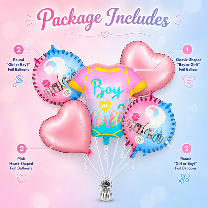 Baby Shower Helium Filled Balloon Bouquet Set of 5 | Blue & Pink Baby Welcome Balloons | Pre-Inflated Decoration for Newborn Celebration