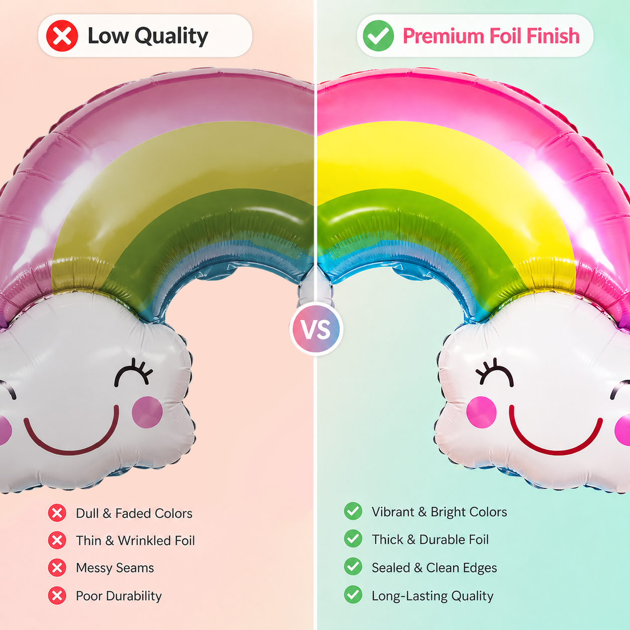 Rainbow Shaped Happy Birthday Helium Balloon Set of 5 (Rainbow Supershape + 2 Happy Birthday Round + 2 Rainbow Printed Balloons) | Pre-Inflated & Delivered | Birthday Decoration