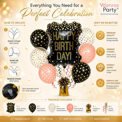 The Blackboard Shaped Helium Filled Balloon Bouquet Set of 7 with Polka Dot Latex Balloons