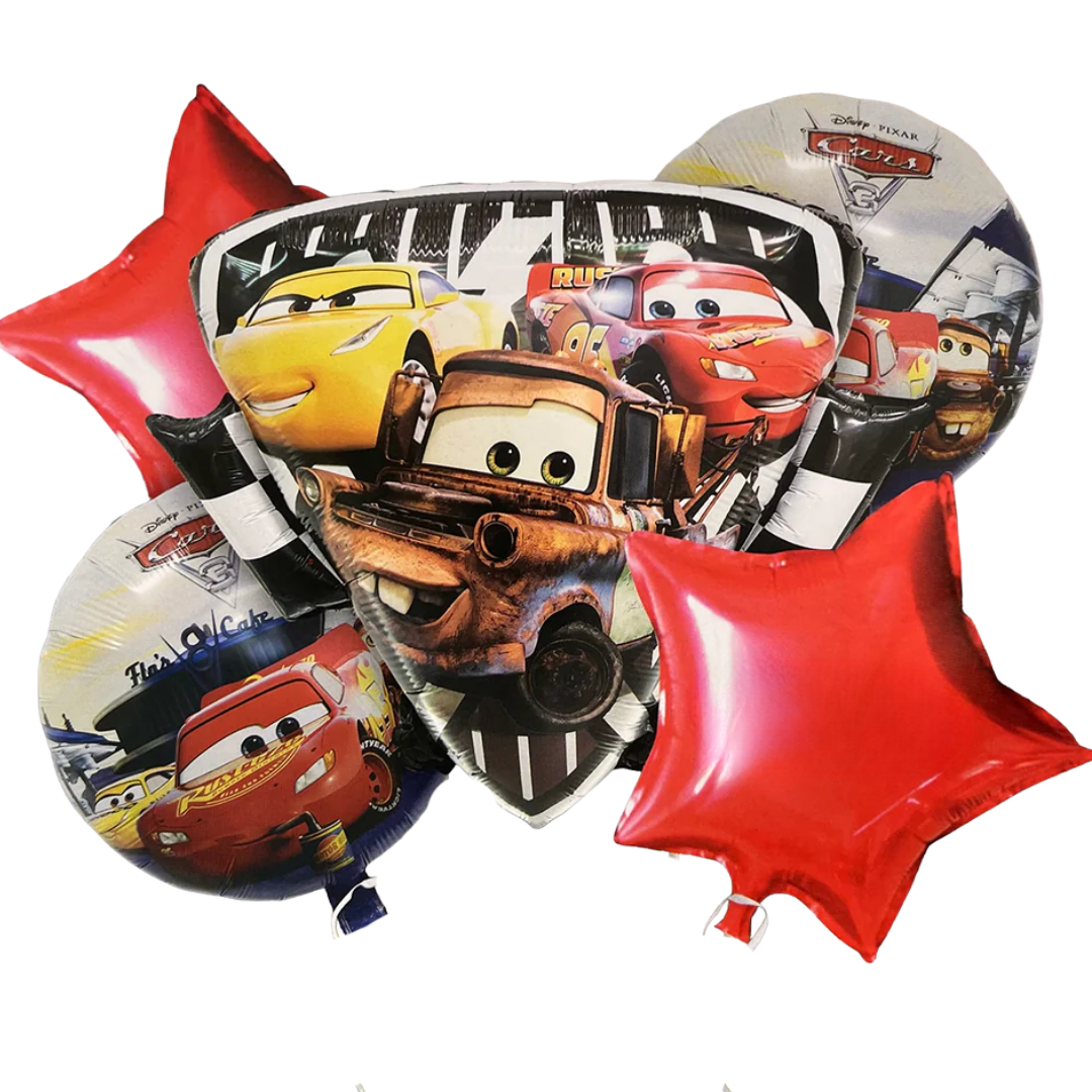 Racing Car Theme Helium Filled Balloon Bouquet Set of 5