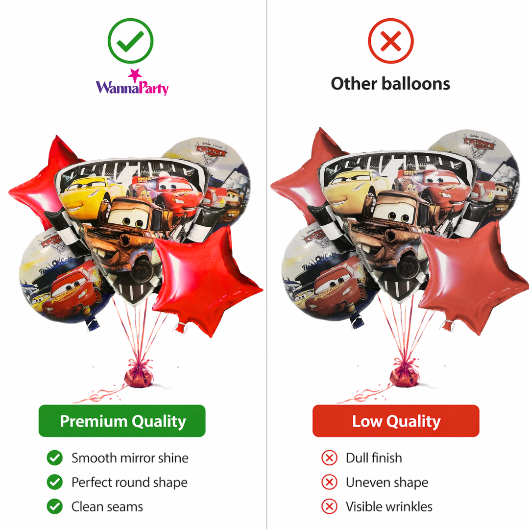 Racing Car Theme Helium Filled Balloon Bouquet Set of 5