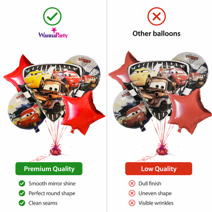 Racing Car Theme Helium Filled Balloon Bouquet Set of 5