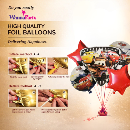 Racing Car Theme Helium Filled Balloon Bouquet Set of 5