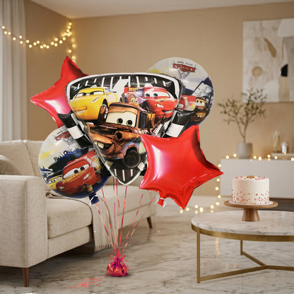 Racing Car Theme Helium Filled Balloon Bouquet Set of 5