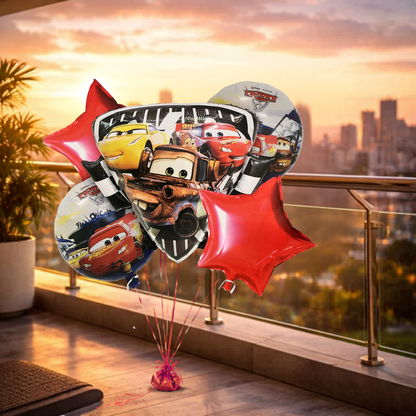 Racing Car Theme Helium Filled Balloon Bouquet Set of 5