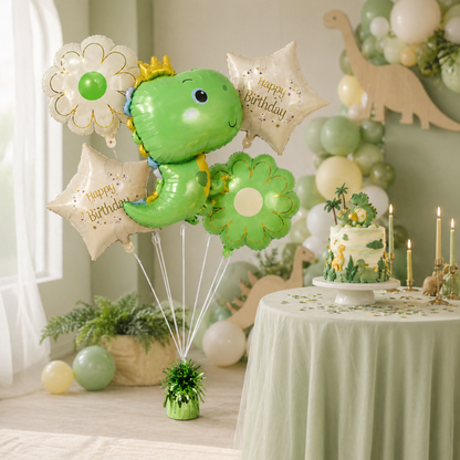 Lil Dino Theme Helium Filled Balloon Bouquet Set of 5PC