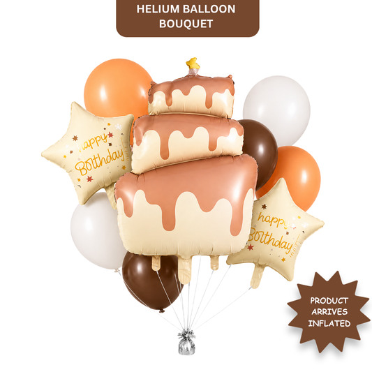 The Yummy Dripping Chocolate Cake Helium Filled Balloon Bouquet Set of 9PC | Pre-Inflated & Delivered | Birthday Decoration